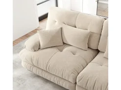 Sofá|DripeX Sofá 2 lugares - com 4 almofadas - estrutura madeira maciça + tecido pelúcia - 220x77x81cm Bege