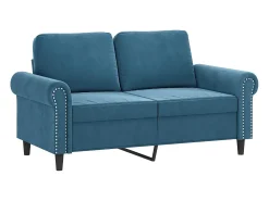 Sofá* Sofá 2 lugares c/ almofadas decorativas 120 cm veludo PT144535 Azul