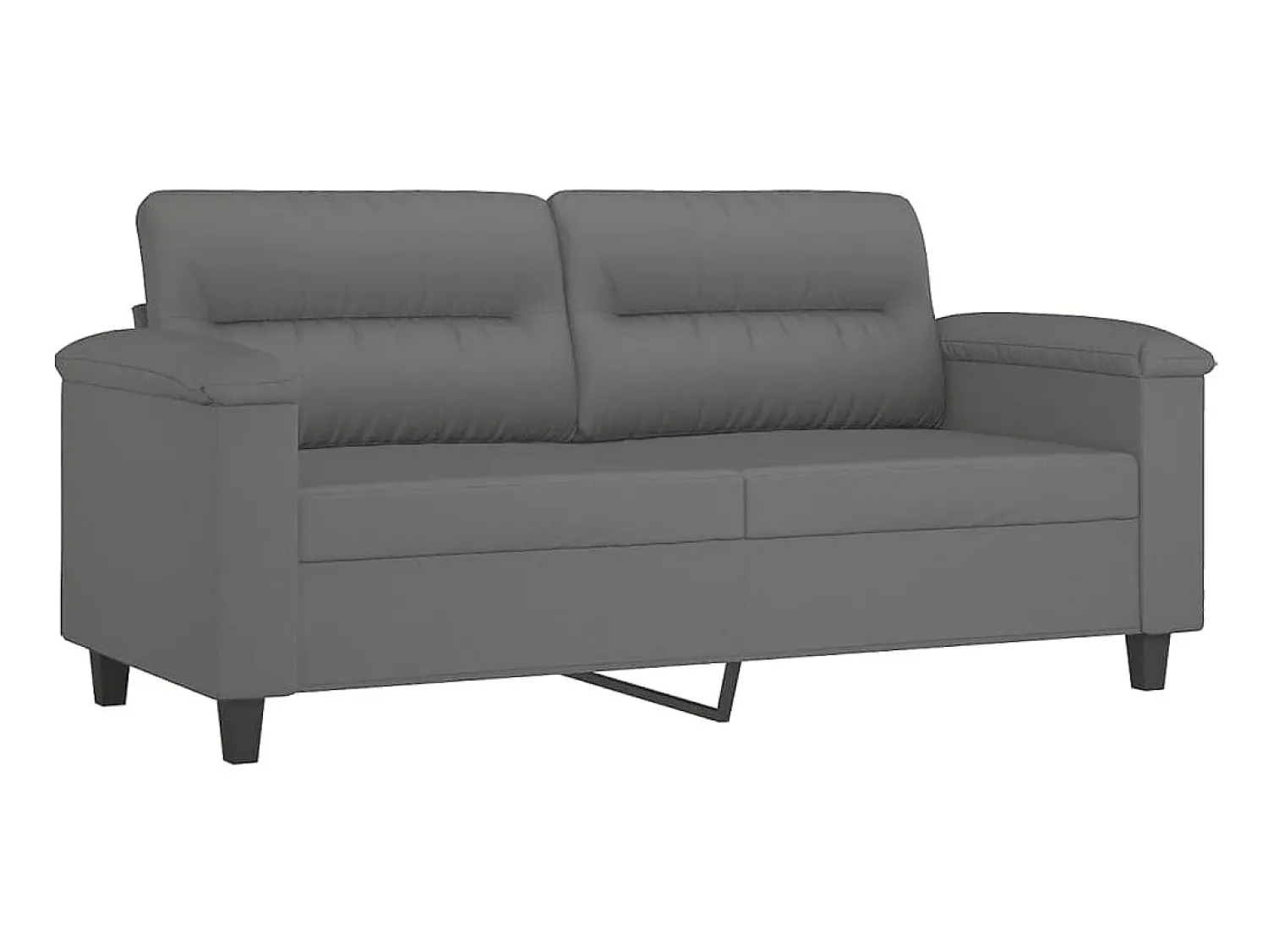 Sofá 2 lugares c/ almofadas 140 cm microfibra -escuro PT124260 Cinzento