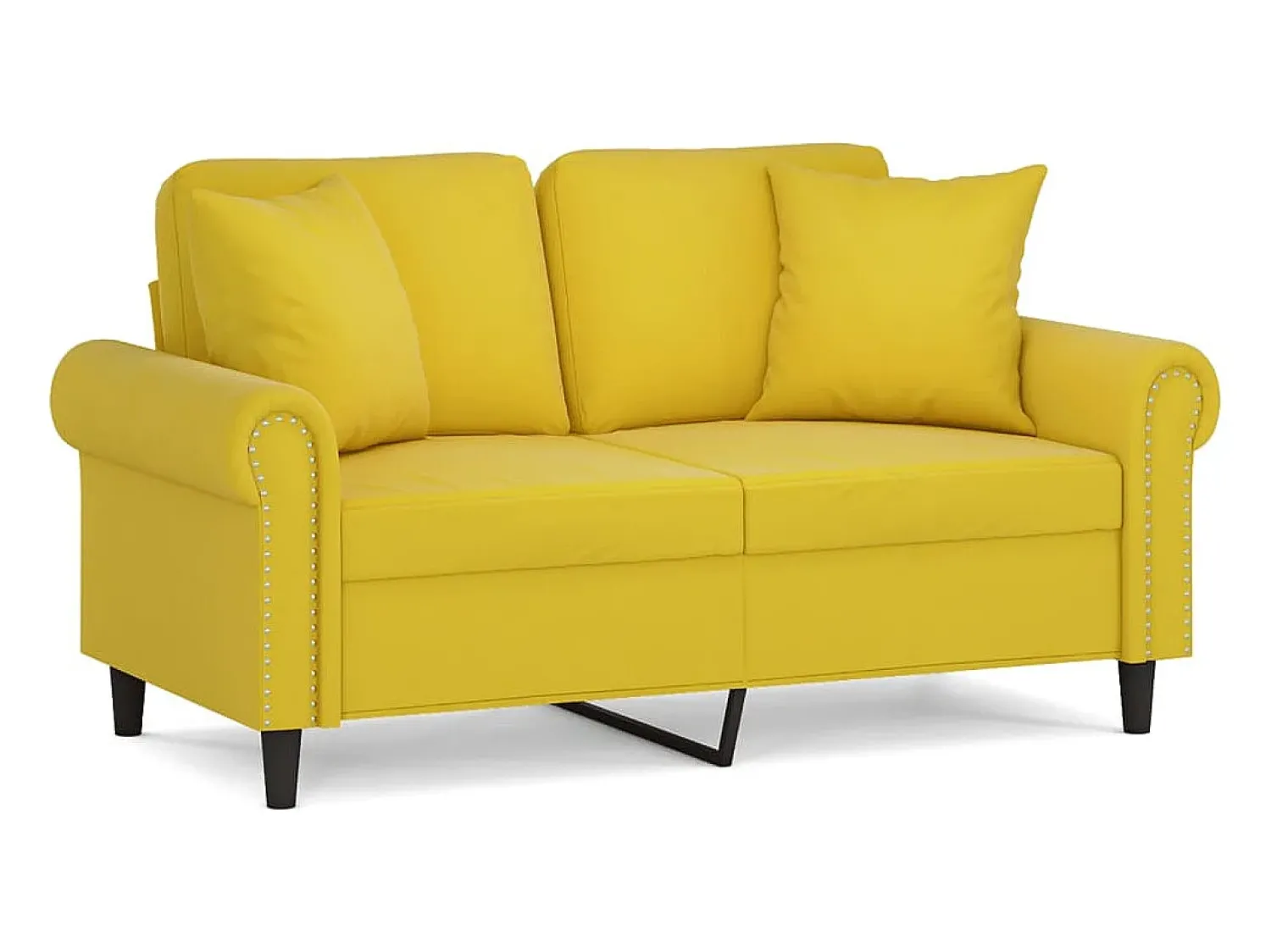 Sofá| Sofá 2 lugares c/ almofadas decorativas 120 cm veludo PT359188 Amarelo