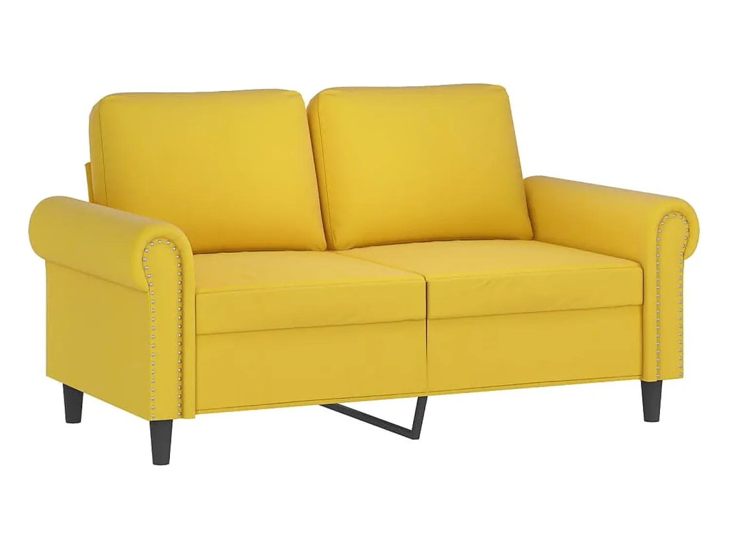 Sofá| Sofá 2 lugares c/ almofadas decorativas 120 cm veludo PT359188 Amarelo