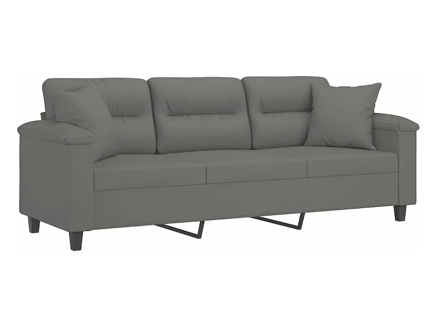 Sofá 3 lugares c/ almofadas 180 cm microfibra -escuro PT375919^ Sofá
