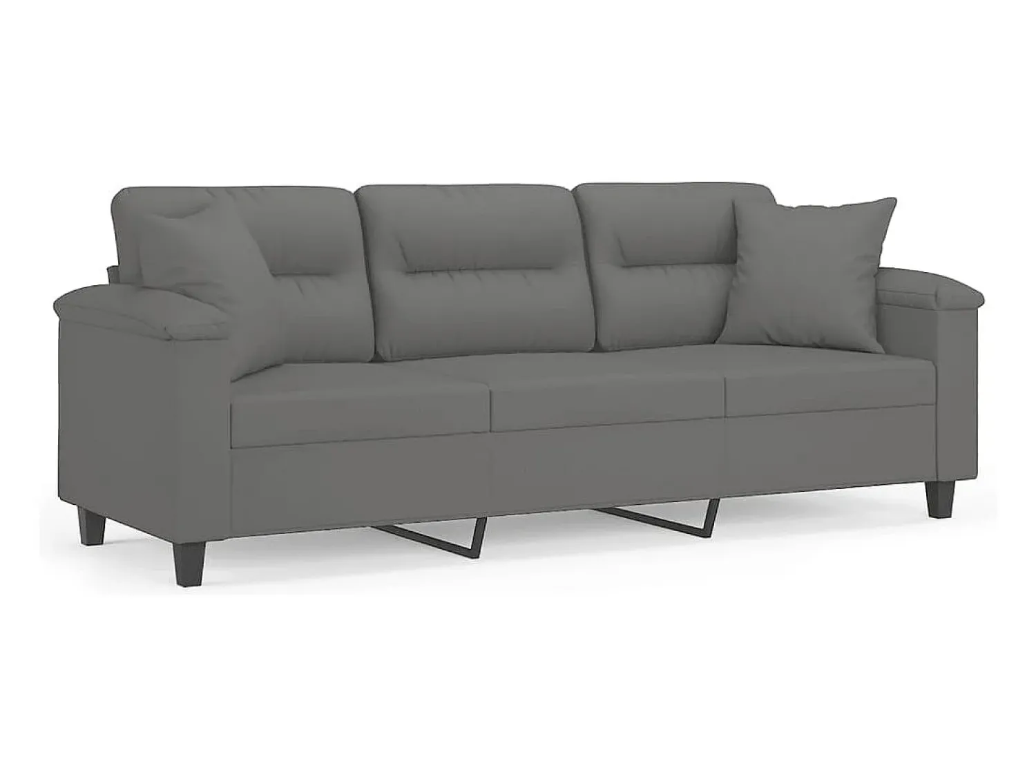 Sofá 3 lugares c/ almofadas 180 cm microfibra -escuro PT375919^ Sofá