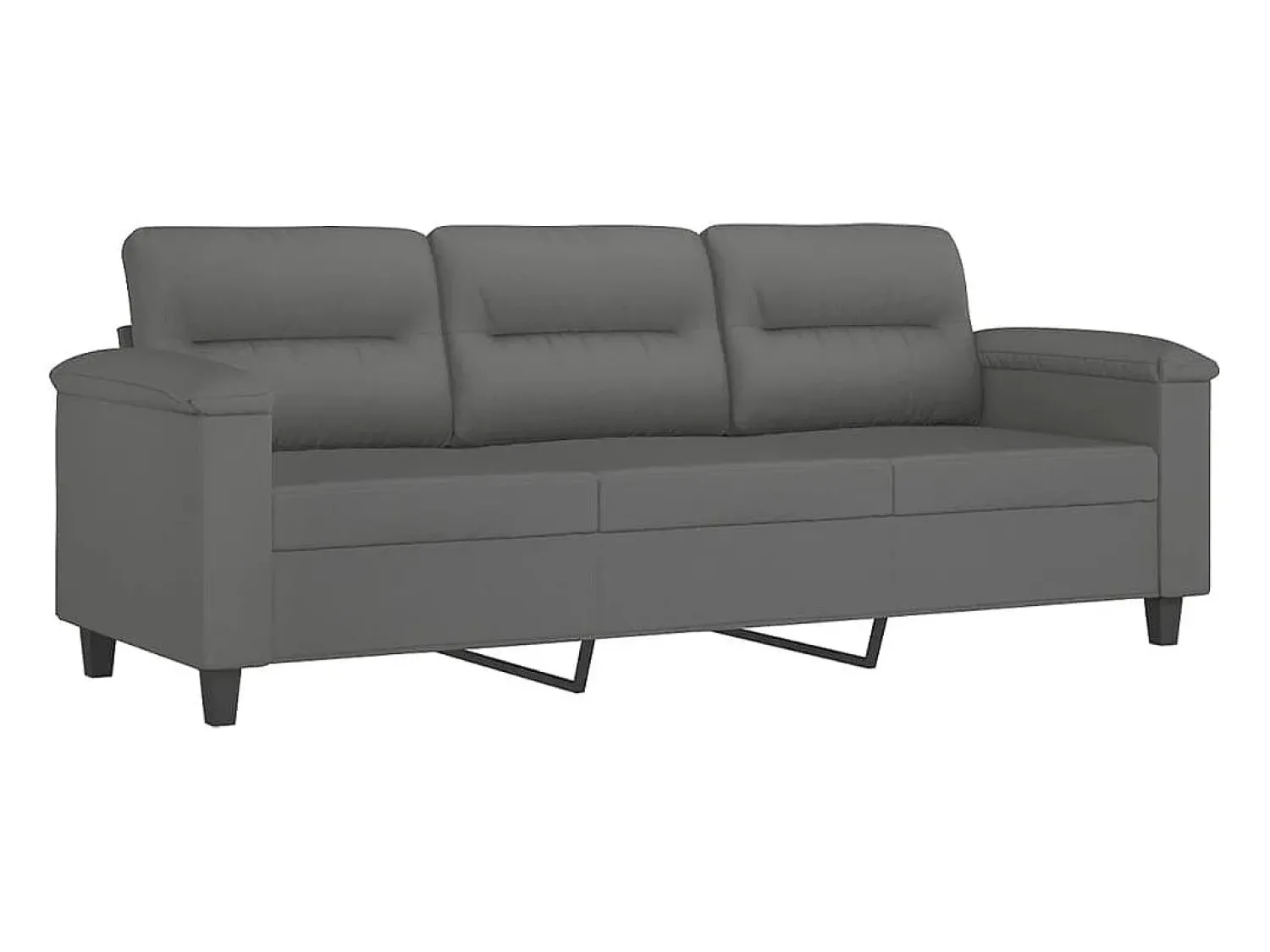 Sofá 3 lugares c/ almofadas 180 cm microfibra -escuro PT375919^ Sofá