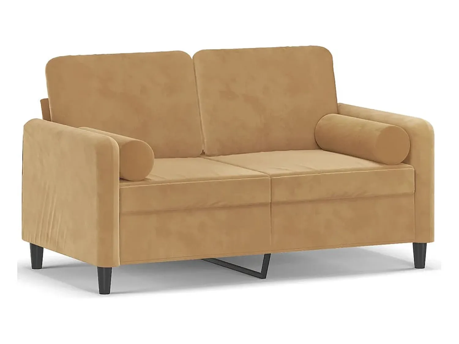 Sofá| Sofá 2 lugares c/ almofadas decorativas 120 cm veludo PT477136 Castanho