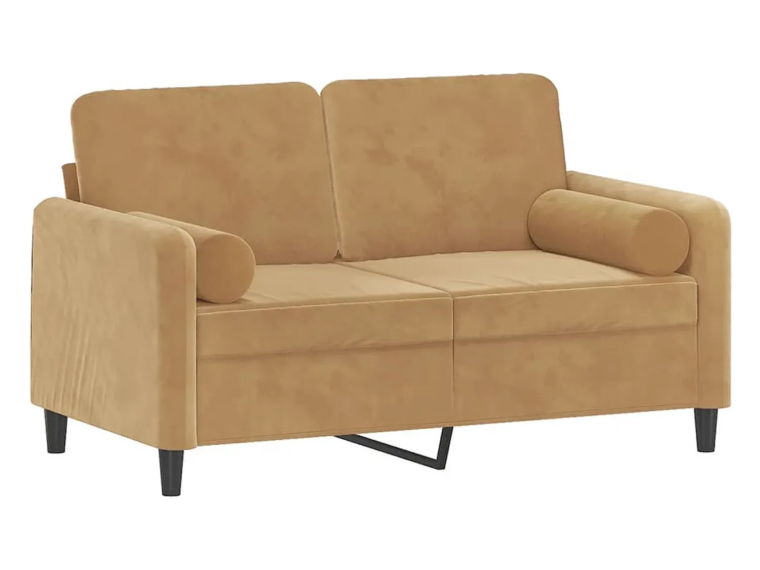Sofá| Sofá 2 lugares c/ almofadas decorativas 120 cm veludo PT477136 Castanho