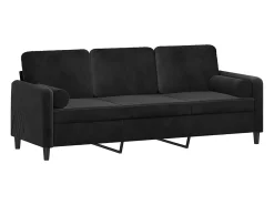 Discount Sofá 3 lugares c/ almofadas decorativas 180 cm veludo PT654480 Preto