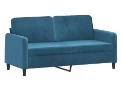 Outlet Sofá 2 lugares c/ almofadas decorativas 140 cm veludo PT160018 Azul