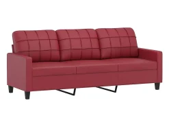 Sofá 3 lugares c/ apoio pés 180 cm couro artif. tinto PT752979^ Sofá