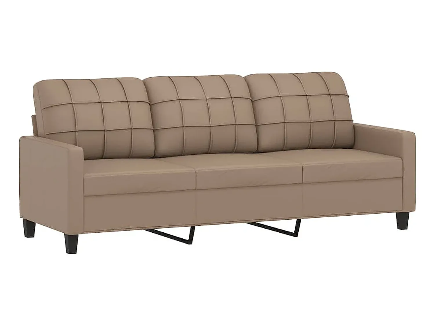 Sofá* Sofá 3 lugares c/ apoio pés 180 cm couro artificial cappuccino PT441003 Castanho