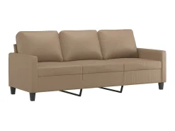 Sofá| Sofá 3 lugares c/ apoio pés 180 cm couro artificial cappuccino PT914167 Castanho