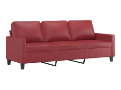 Sofá* Sofá 3 lugares c/ apoio pés 180 cm couro artif. tinto PT180379 Vermelho