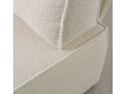 Clearance Sofá 2 lugares chaise longue estofado em bouclé e pinho Neve Branco