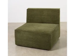 Sofá* Sofá 3 lugares chaise longue estofado em veludo cotelê Verde