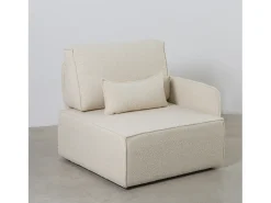 Sofá* Sofá 3 lugares chaise longue estofado em bouclé e pinho Neve Branco