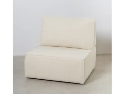 Sofá* Sofá 3 lugares chaise longue estofado em bouclé e pinho Neve Branco