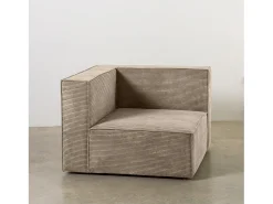 Sofá* Sofá 4 lugares chaise longue estofado em veludo cotelê cor pedra Bege