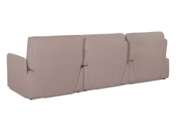 Sofá| Sofá 4 lugares chaise longue estofado em bouclé e pinho claro Rosa
