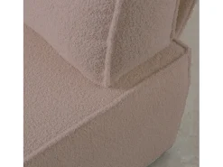 Sofá| Sofá 4 lugares chaise longue estofado em bouclé e pinho claro Rosa