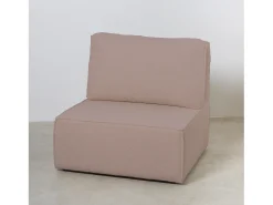Sofá| Sofá 4 lugares chaise longue estofado em bouclé e pinho claro Rosa