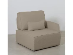 Sofá 2 lugares chaise longue estofado em bouclé e pinho Pedra^ Sofá