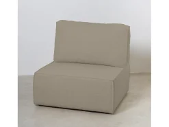 Hot Sofá 3 lugares chaise longue estofado em bouclé e pinho Pedra Bege