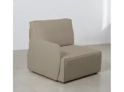 Sale Sofá 4 lugares chaise longue estofado em bouclé e pinho Pedra Bege