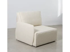 Sale Sofá 4 lugares chaise longue estofado em bouclé e pinho Neve Branco