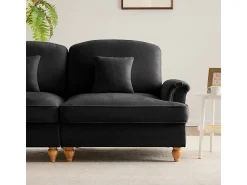 DripeX Sofá 3 Lugares Chenille Meados do Século, Capa Removível e 3 Almofadas, 272x83.5x93cm,^ Sofá