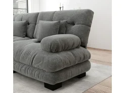 DripeX Sofá 2 lugares cinza - com 4 almofadas - estrutura madeira maciça + tecido pelúcia - 220x77x81cm^ Sofá