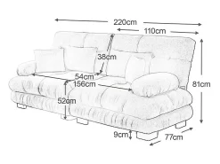 DripeX Sofá 2 lugares cinza - com 4 almofadas - estrutura madeira maciça + tecido pelúcia - 220x77x81cm^ Sofá