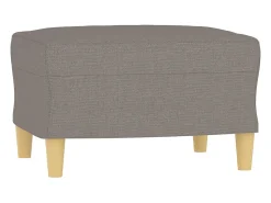 vidaxl Sofá 3 lugares com apoio de pés 180 cm tecido cinza-acastanhado^ Sofá