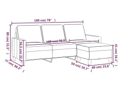 Clearance vidaxl Sofá 3 lugares com apoio de pés 180 cm tecido cinza-acastanhado Taupe