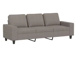 Sofá 3 lugares com apoio de pés 180 cm tecido cinza-acastanhado PT486637^ Sofá