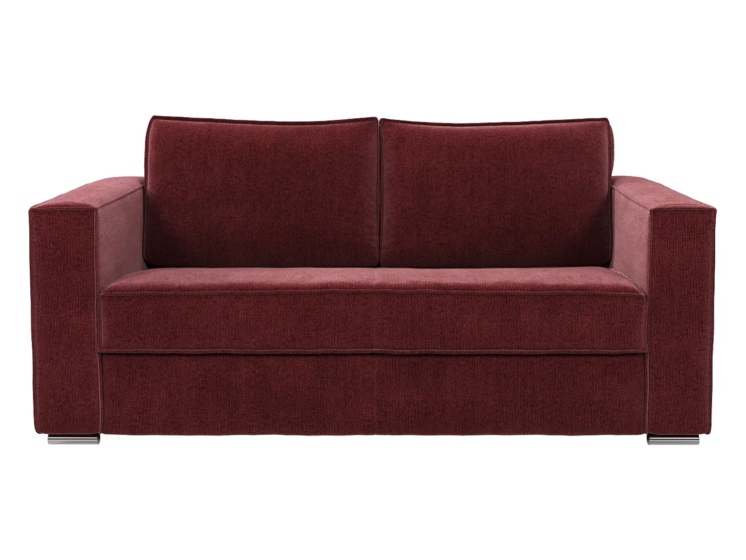 Sofá*Vente-unique Sofá 3 lugares conversível abertura rápida em tecido chenille bordô ripas largas -14cm LORETO Bordeaux