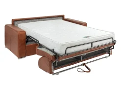 Discount Vente-unique Sofá 3 lugares conversível express em couro vintage caramelo 140 cm colchão 18 cm CALITO Castanho