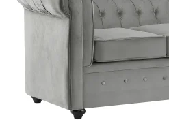 Outlet Vente-unique Sofá 3 lugares conversível em veludo cinza claro CHESTERFIELD Cinzento claro