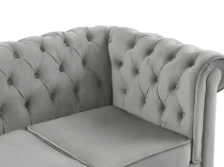 Outlet Vente-unique Sofá 3 lugares conversível em veludo cinza claro CHESTERFIELD Cinzento claro