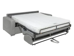 New Vente-unique Sofá 4 lugares convert. abert. rápida veludo canelado cinza-claro 160cm e 18cm CALITO Cinzento claro