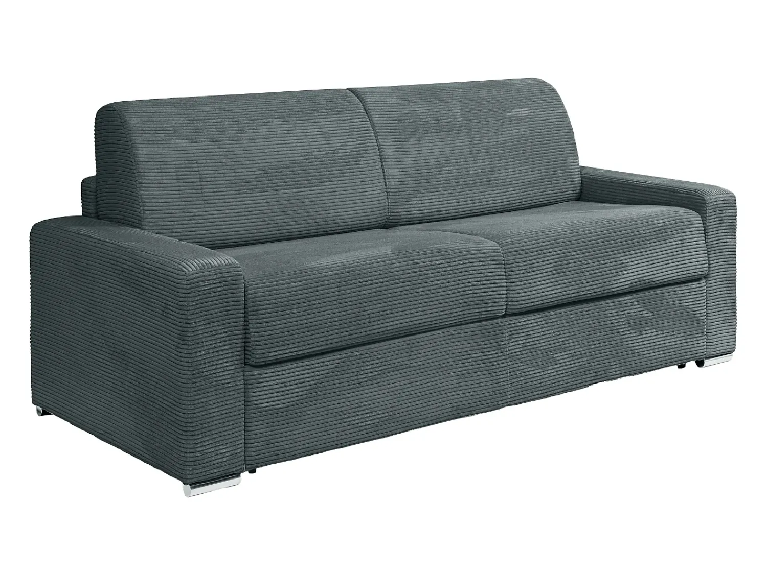 Sofá*Vente-unique Sofá 4 lugares convert. abert. rápida veludo canelado cinza 160cm e 22cm CALITO Cinza antracite