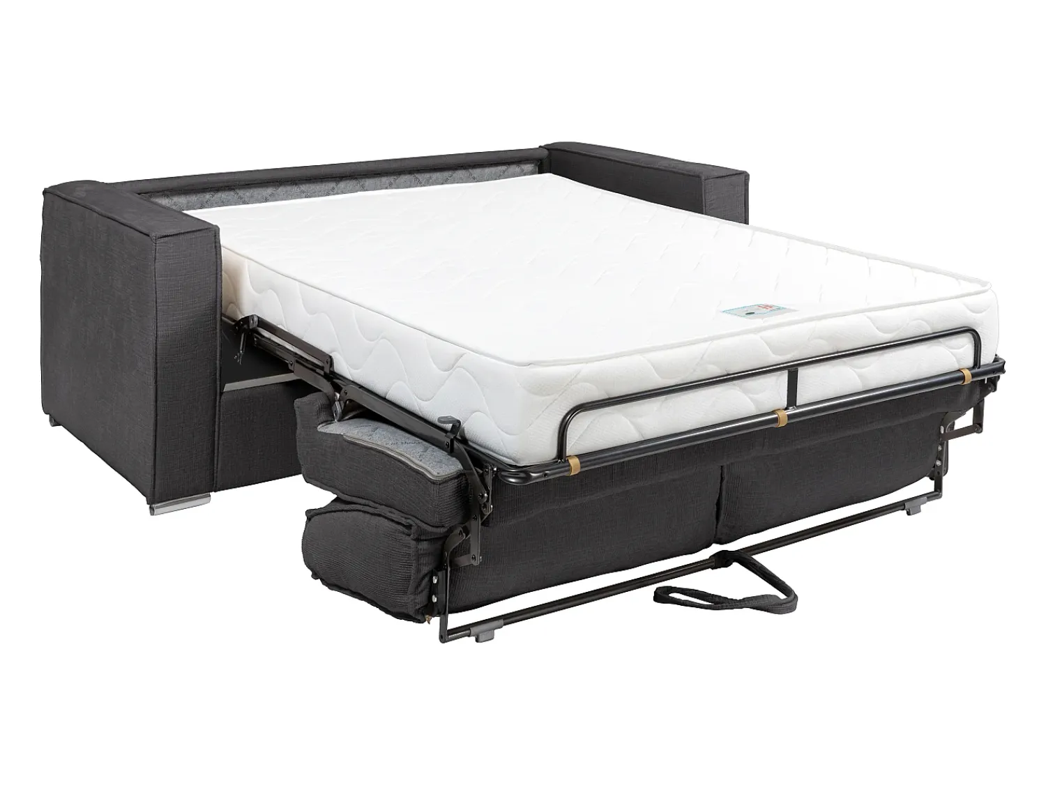 Sofá|Vente-unique Sofá 3 lugares convert. Abert. rápida tecido chenille bege, cama 140 cm e 22 cm LORETO Cinza antracite