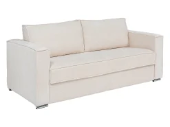 Sofá*Vente-unique Sofá 4 lugares convert. abert. rápida tecido chenille ripas largas 18 cm LORETO Bege