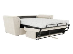 Sofá*Vente-unique Sofá 3 lugares convert. abert. ráp. tecido 140 cm e colchão 18 cm ripas largas RIZORA Bege