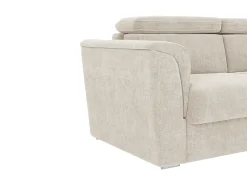 Sofá*Vente-unique Sofá 3 lugares convert. abert. ráp. tecido 140 cm e colchão 18 cm ripas largas RIZORA Bege