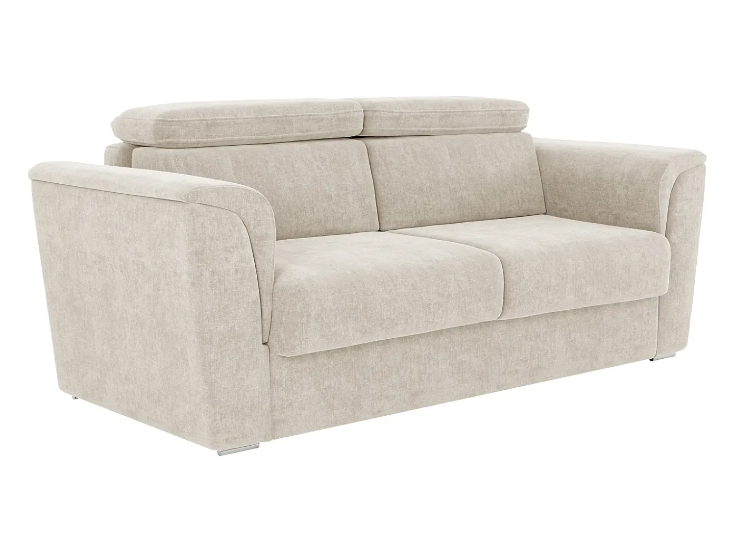 Sofá*Vente-unique Sofá 3 lugares convert. abert. ráp. tecido 140 cm e colchão 18 cm ripas largas RIZORA Bege