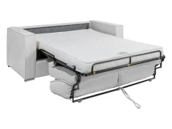Vente-unique Sofá 3 lugares convert. Abert. rápida tecido chenille bege, cama 140 cm e 14 cm LORETO^ Sofá