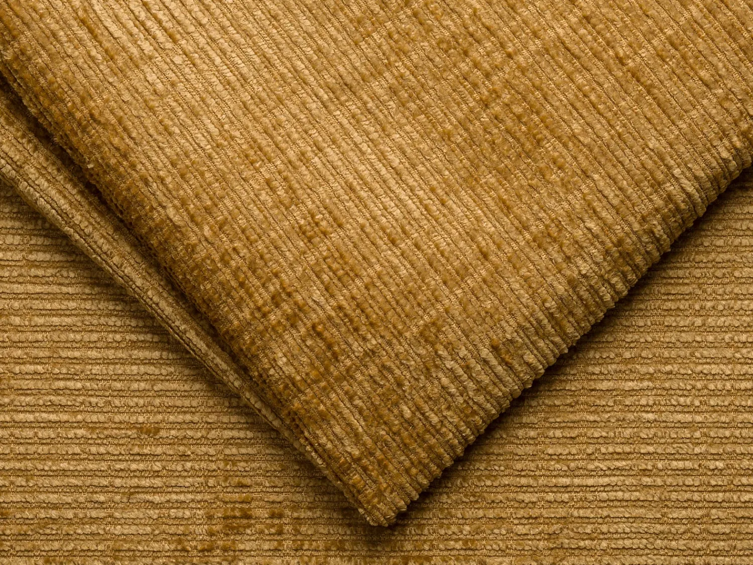 New Vente-unique Sofá 3 lugares convert. Abert. rápida tecido chenille bege, cama 140 cm e 14 cm LORETO Amarelo mostarda