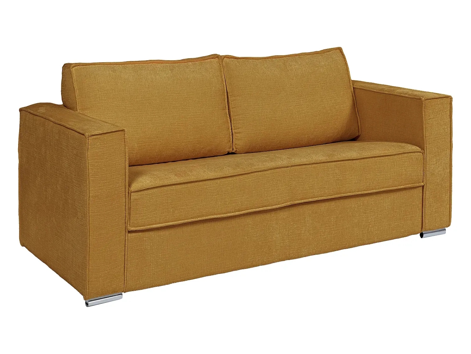 Sofá*Vente-unique Sofá 3 lugares convert. abert. rápida tecido chenille bege ripas largas 14 cm LORETO Amarelo mostarda