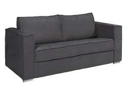 Sofá|Vente-unique Sofá 3 lugares convert. abert. rápida tecido chenille bege ripas largas 18 cm LORETO Cinza antracite