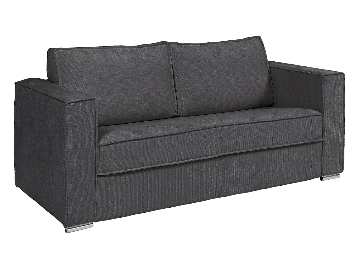 Sofá|Vente-unique Sofá 3 lugares convert. abert. rápida tecido chenille bege ripas largas 18 cm LORETO Cinza antracite